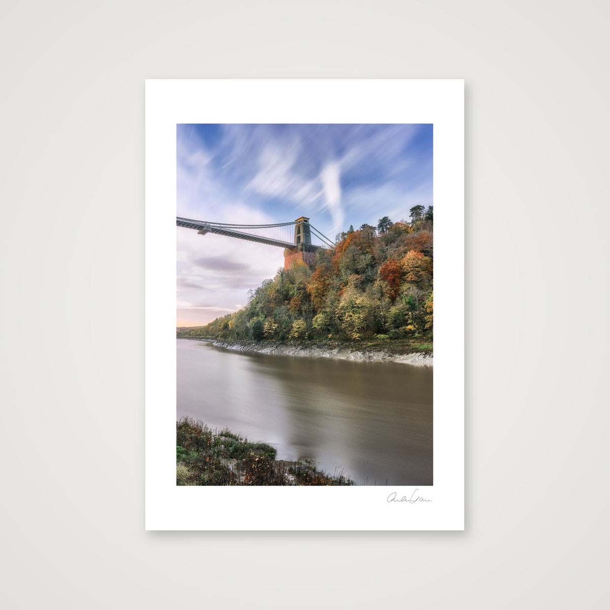 Colourful trees under Clifton Suspension Bridge, Bristol — A3 (30×42cm) Print only