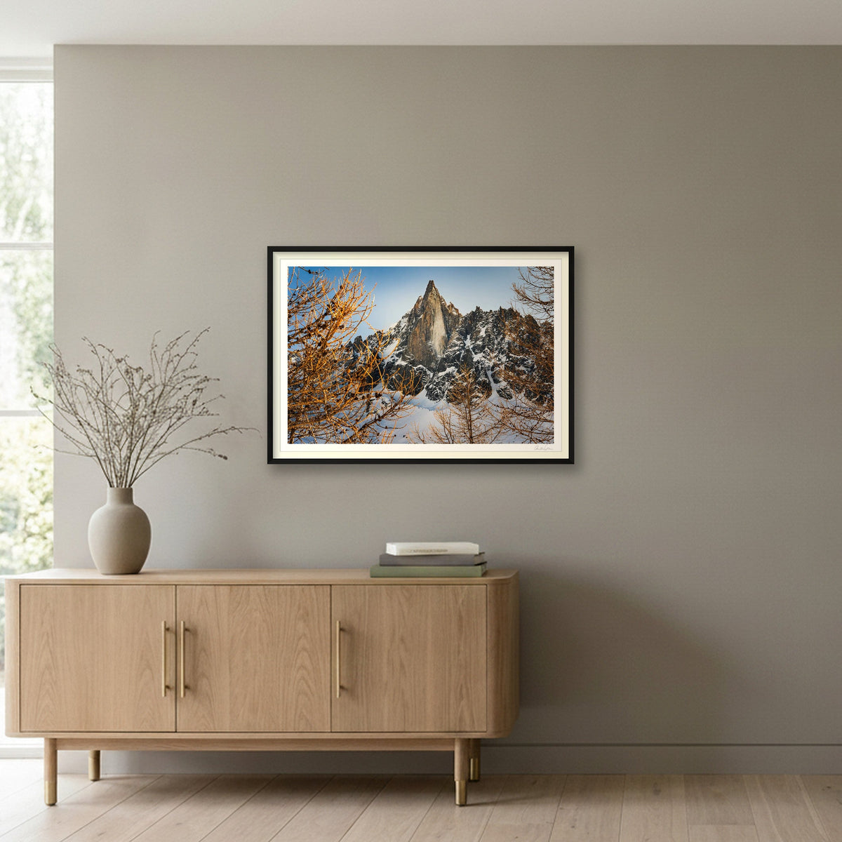 Les Drus: Through the Trees — 100×70cm Black Frame