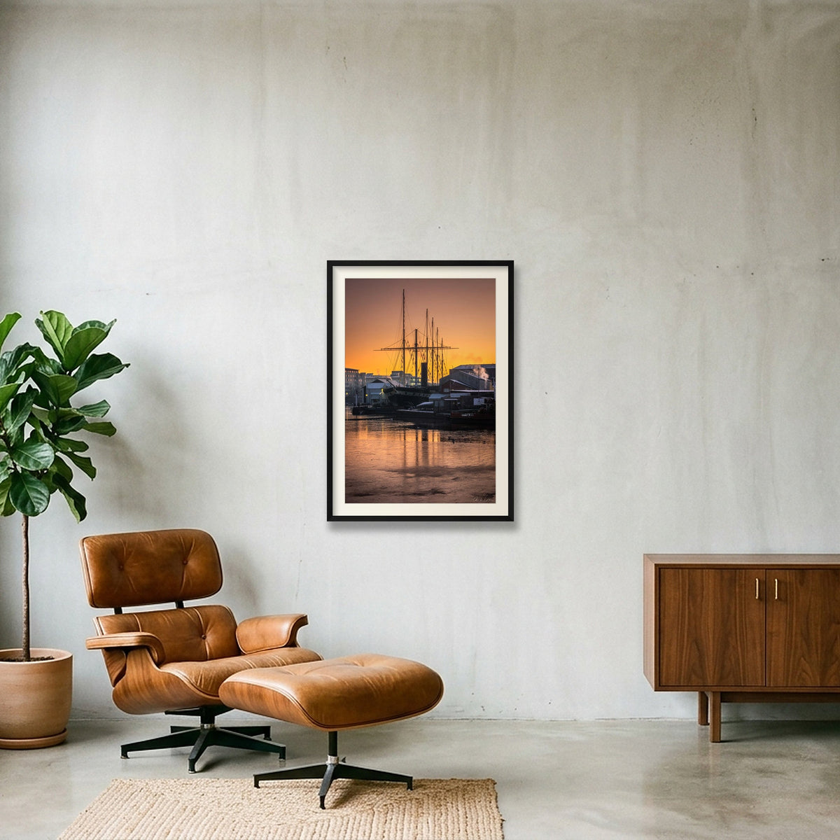 Sunset at S.S. Great Britain, Bristol Docks  — 59×84cm Black Frame