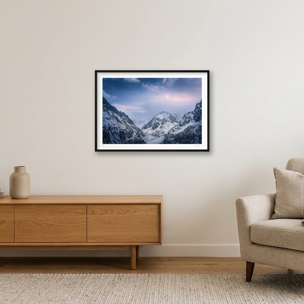 A Birds Eye View of the Valley Blanche — 100×70cm Black Frame