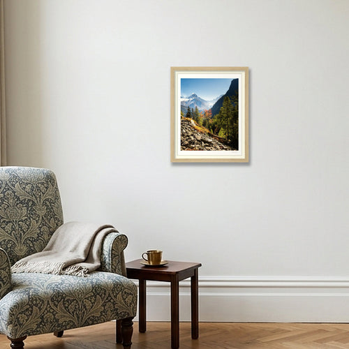A dash of Alpine colour, Chamonix, — 28×35cm Oak Frame