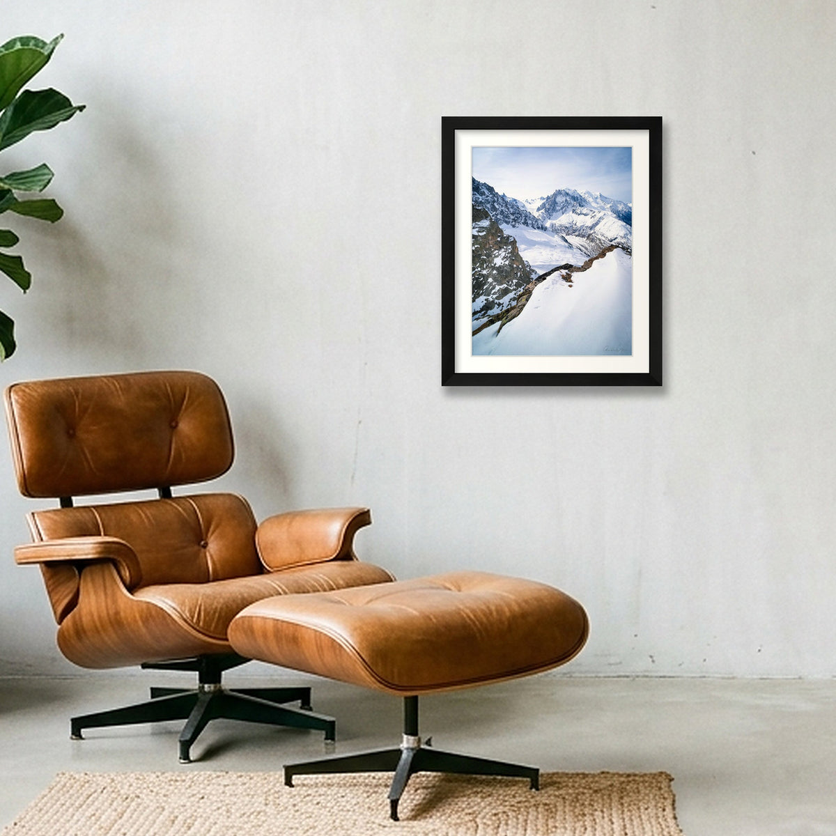 Mont Blanc from Le Tour, Chamonix — 28×35cm Black Frame