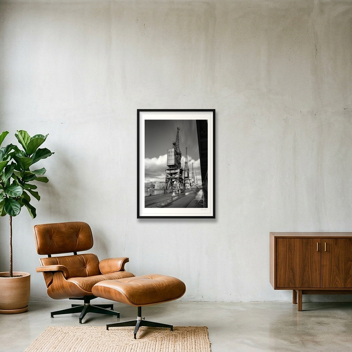 Bristol Harbourside Cranes — 59×84cm Black Frame