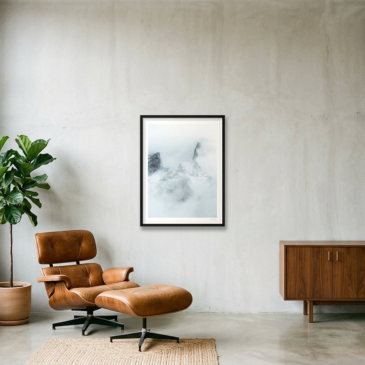 Dent du Géant Emerging from Cloud, Courmayeur — 60×80cm Black Frame