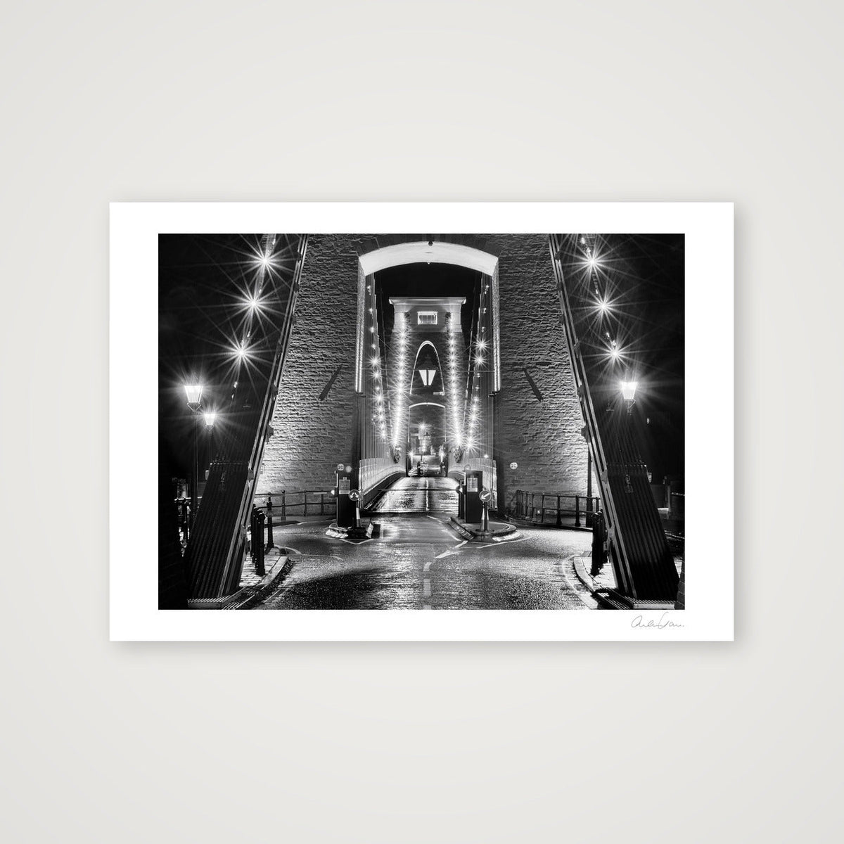 Clifton Suspension Bridge at Night: Lights On — 84×59cm Print only