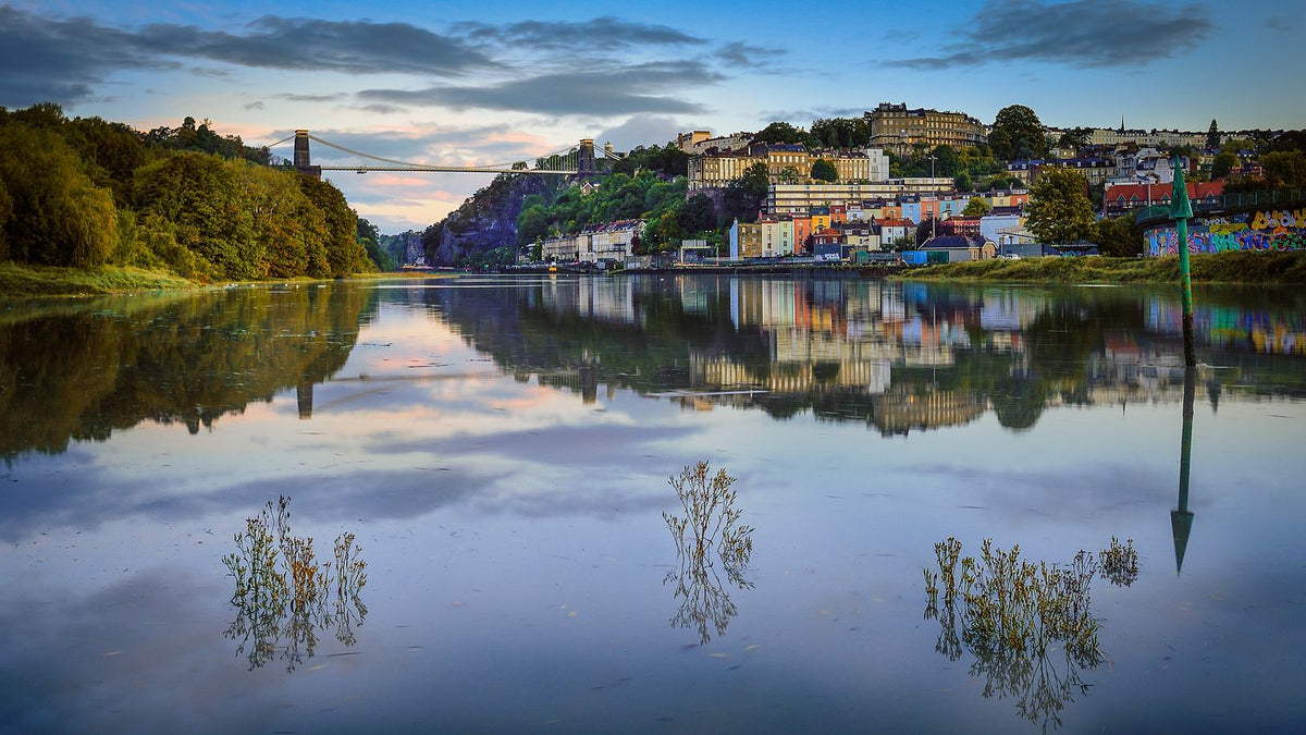 High Tide and Sunset Under Clifton Suspension Bridge
