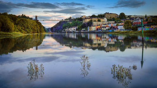 High Tide and Sunset Under Clifton Suspension Bridge