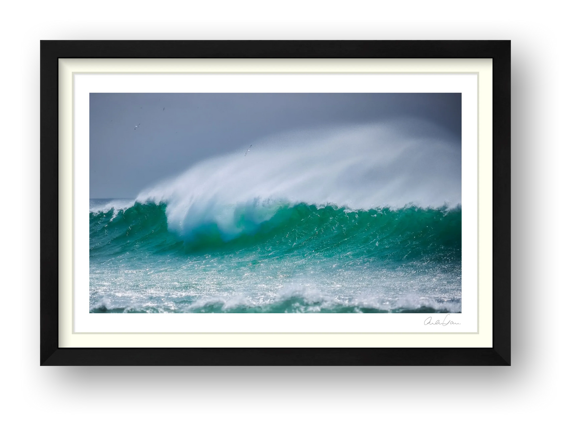 A Huge Wave Crashes on Hoy Island: Riding on the Crest of a Wave — framed