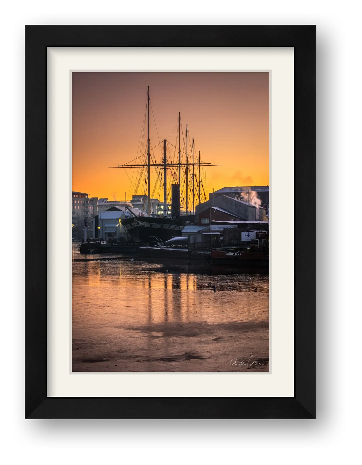 Sunset at S.S. Great Britain, Bristol Docks  — framed