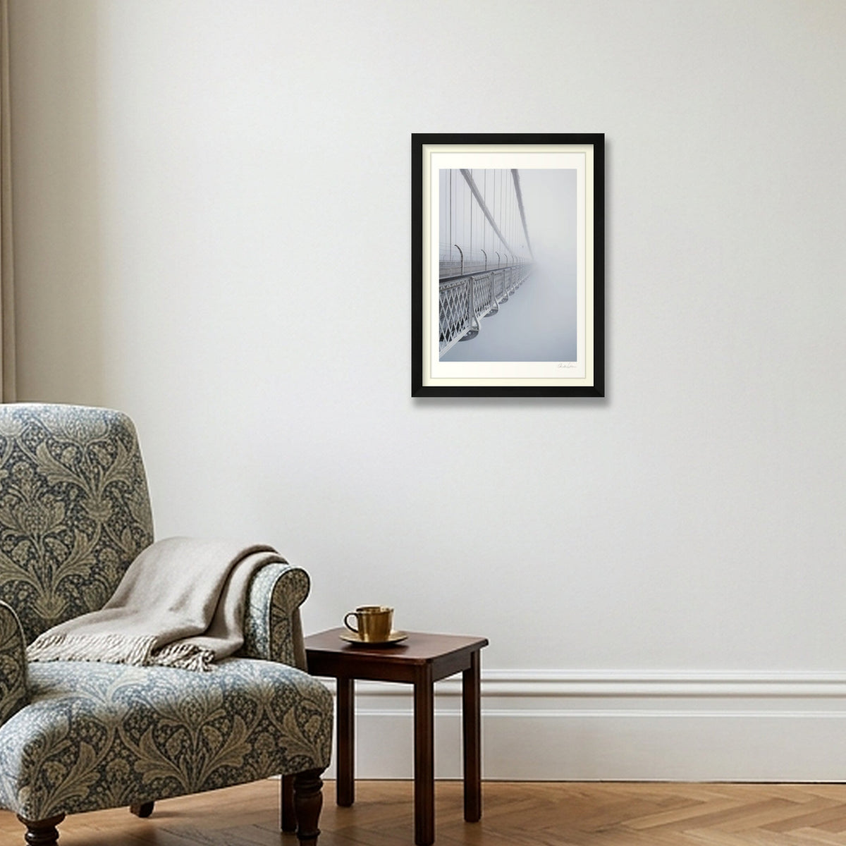 Clifton Suspension Bridge in Fog: Touching the Void — A3 (30×42cm) Black Frame