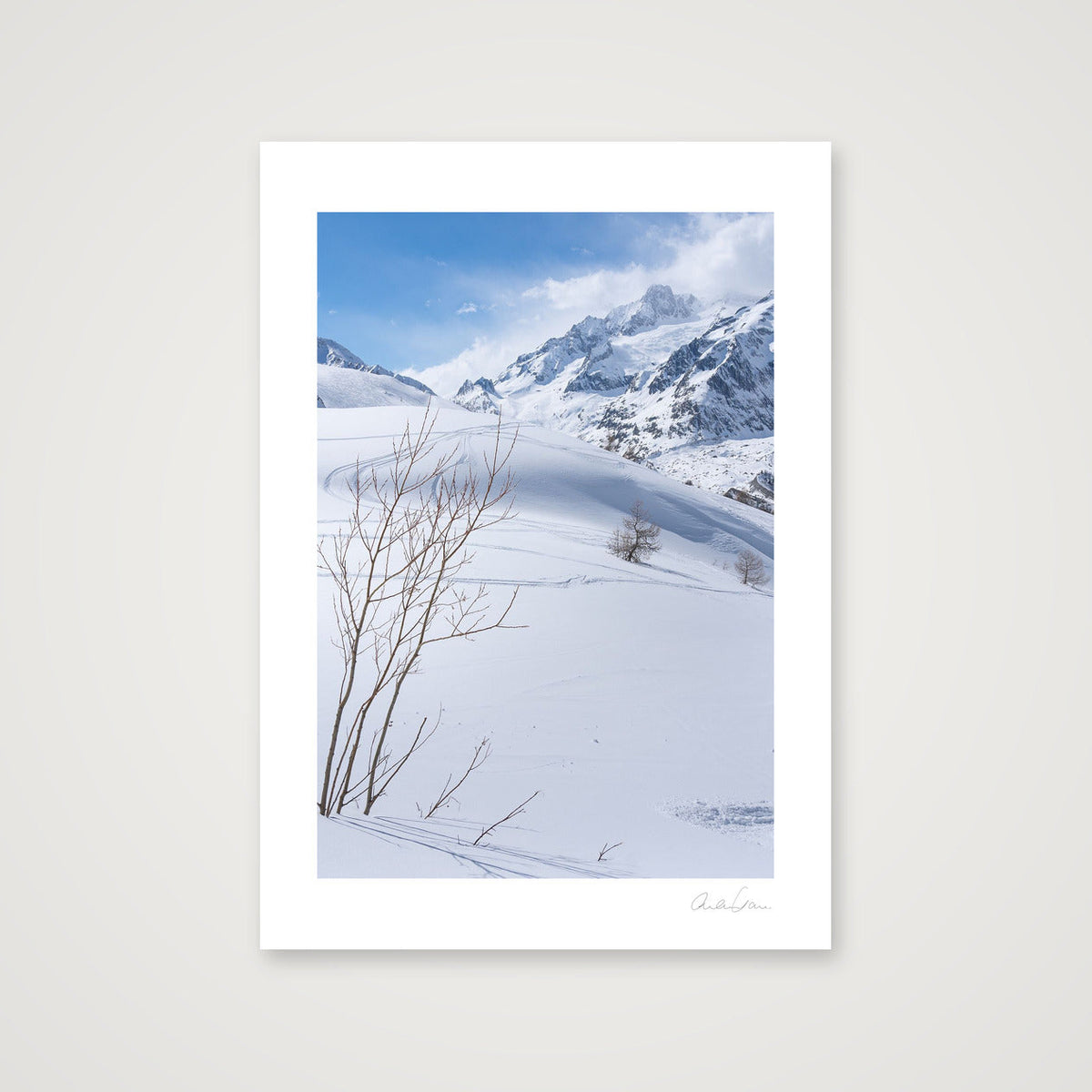 Pristine snow on the mountains, Courmayeur — A4 (21×30cm) Print only