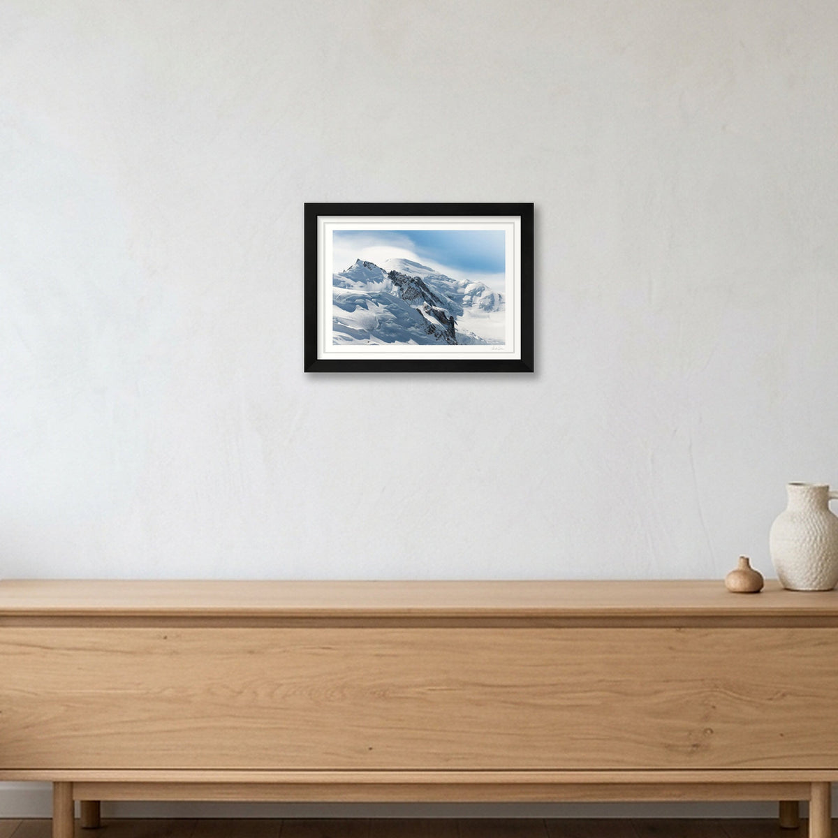 Windswept Summit, Mont Blanc — A4 (30×21cm) Black Frame