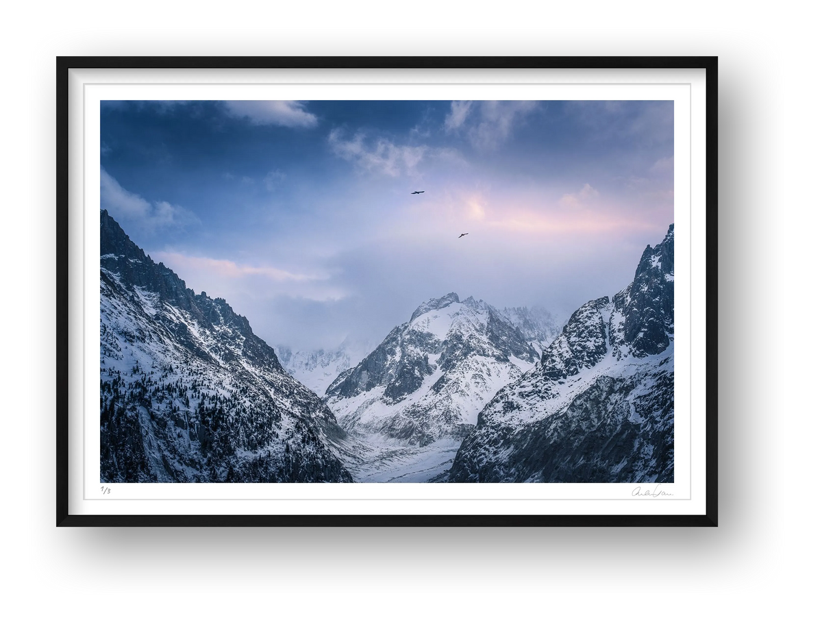 A Birds Eye View of the Valley Blanche — framed