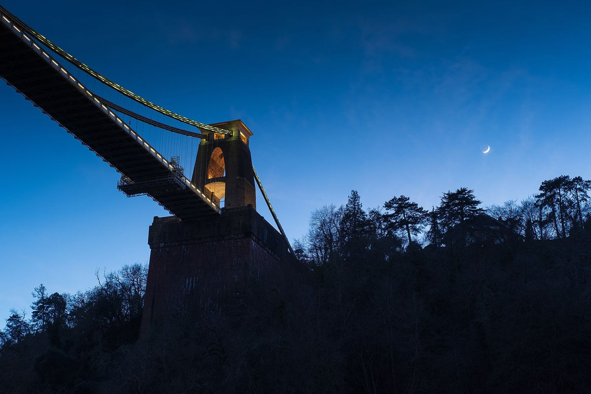 The moon above Clifton Suspension Bridge