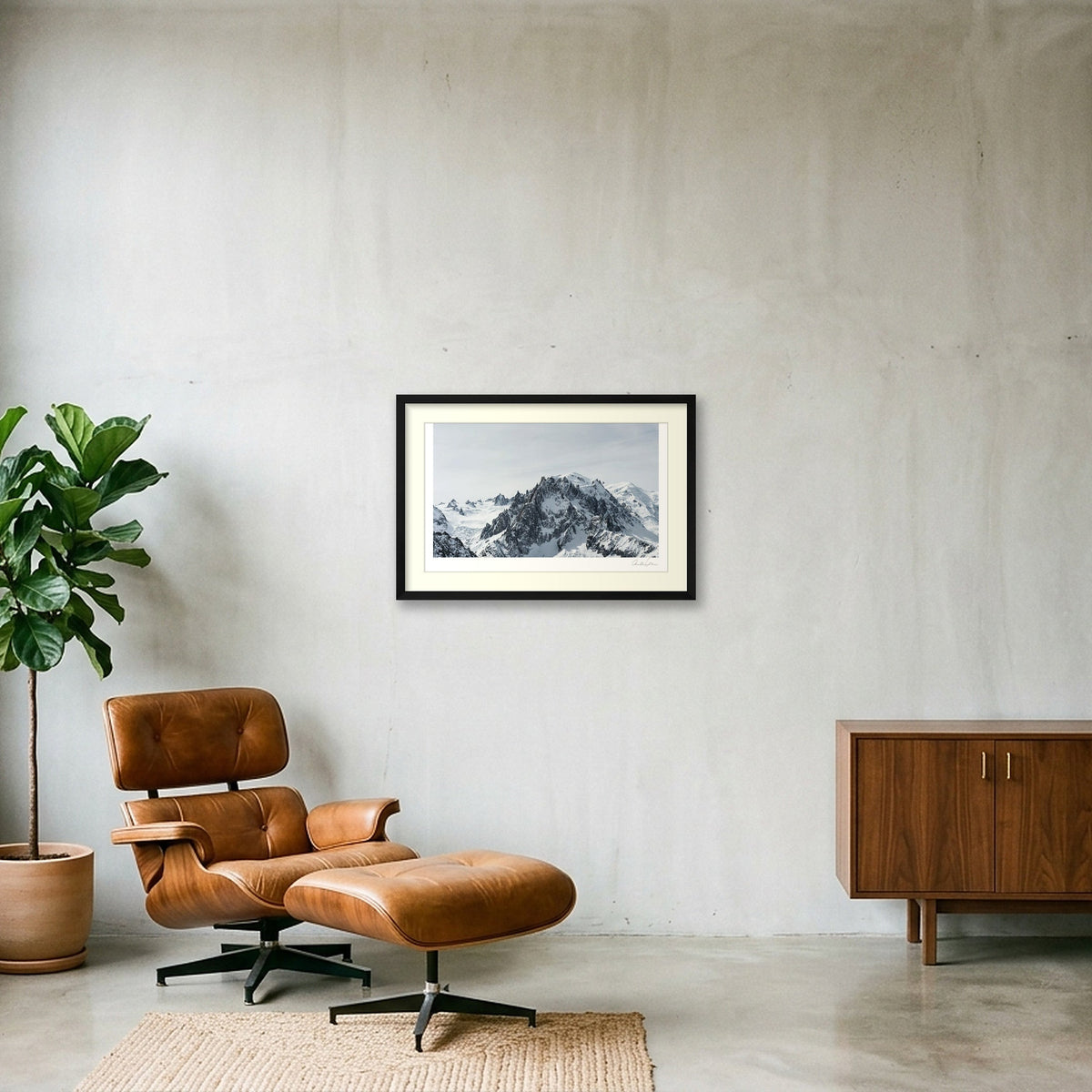 The Mont Blanc Massif, Chamonix — 60×40cm Black Frame