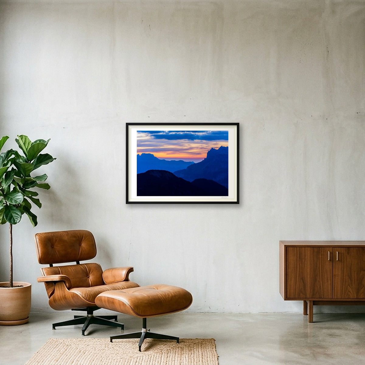 Geneva view, Chamon ix Mont Blanc — 84×59cm Black Frame