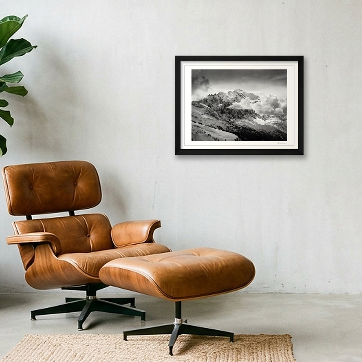 Outlook to Mont Blanc — 40×30cm Black Frame