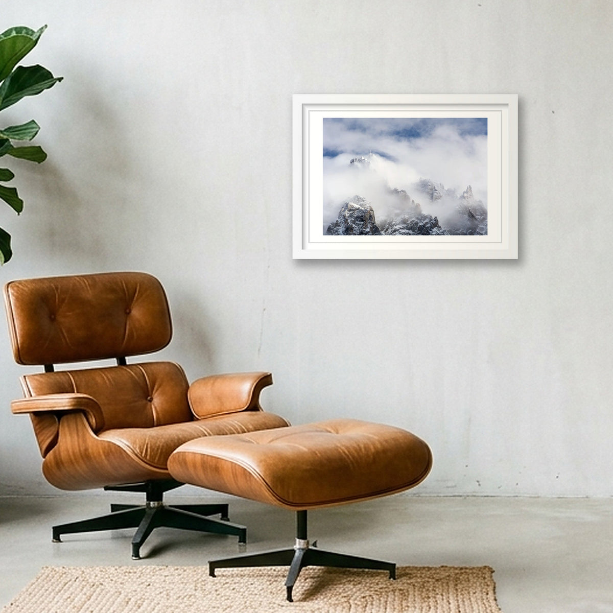 Aiguille du Midi Ski Station shrouded in Cloud: The Ice Palace — A3 (42×30cm) White Frame