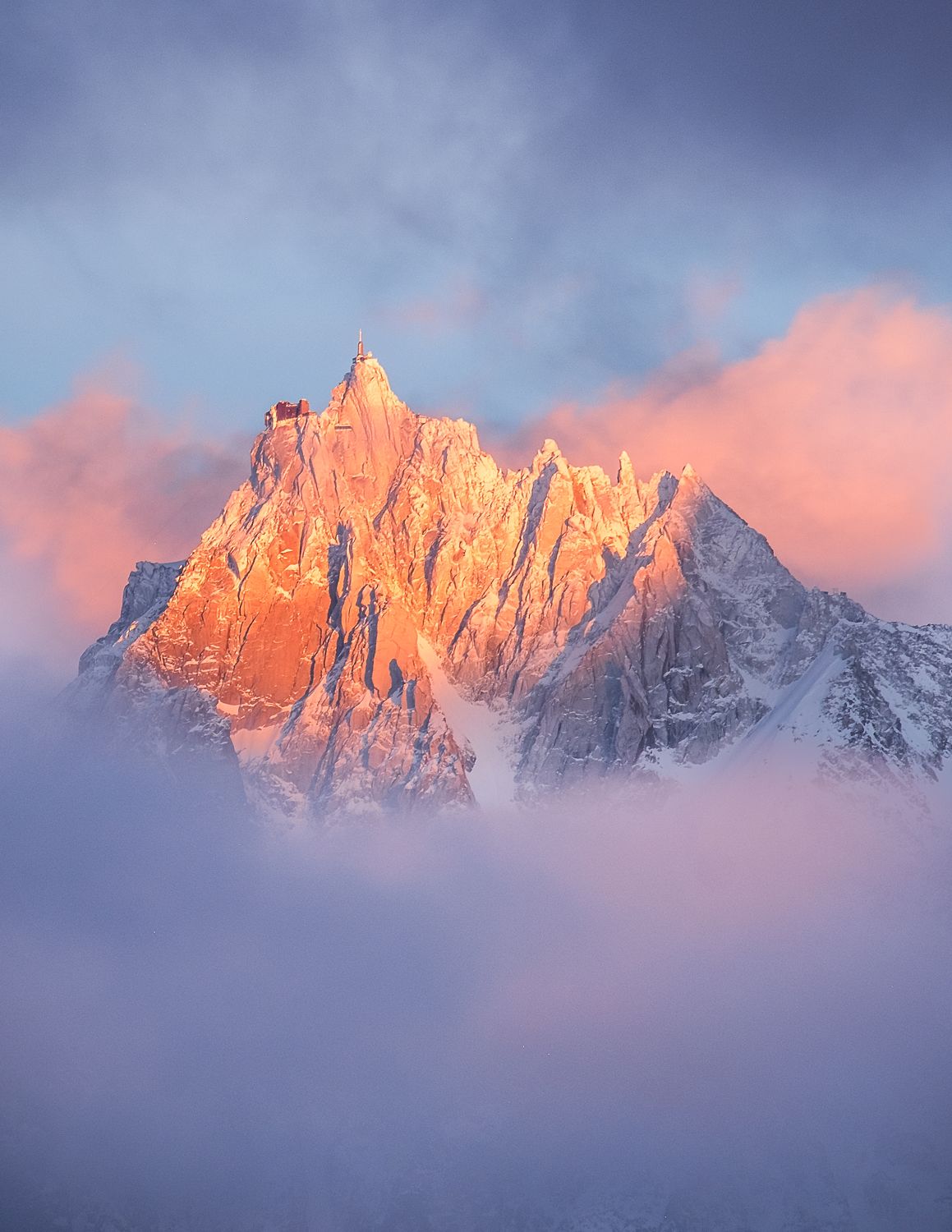Sunset on the Aiguille du Midi, Chamonix
