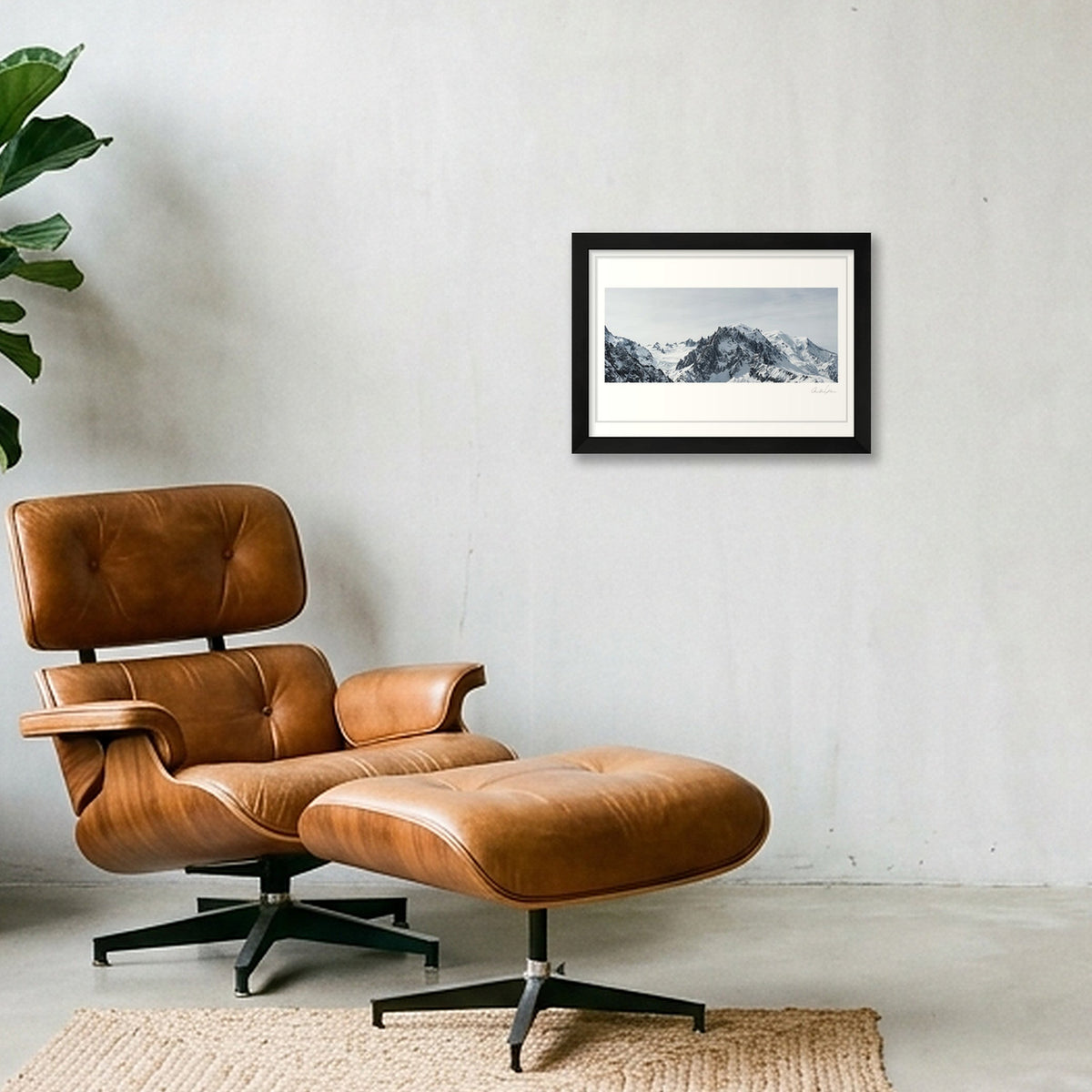 Mont Blanc Massif Panorama, Chamonix — A4 (30×21cm) Black Frame