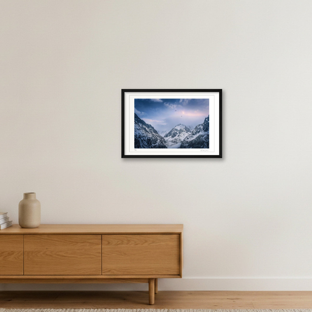 A Birds Eye View of the Valley Blanche — 60×40cm Black Frame