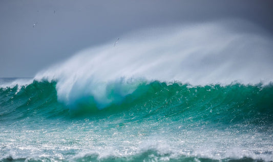 A Huge Wave Crashes on Hoy Island: Riding on the Crest of a Wave