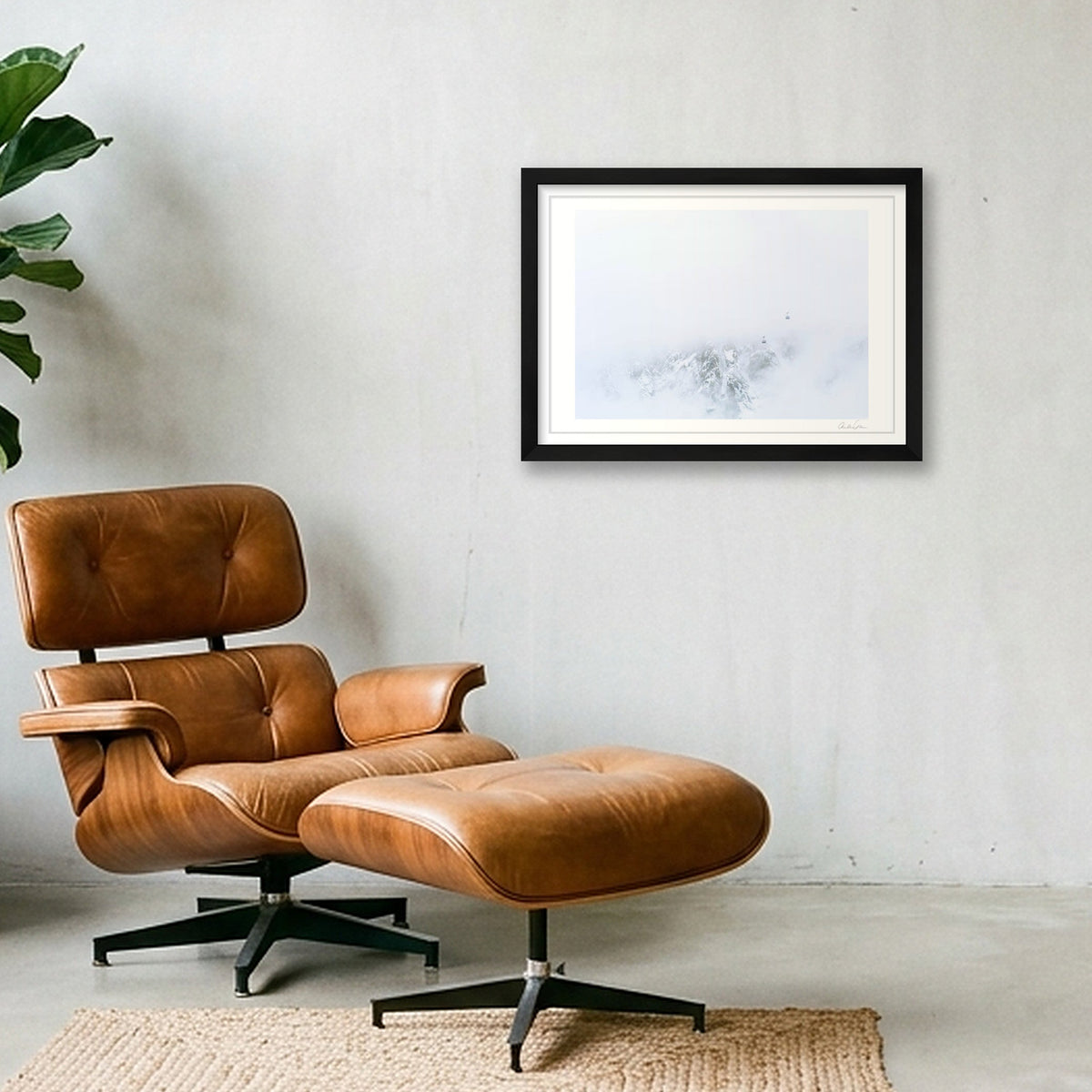 Hanging by a thread, Aiguille Du Midi Cable Car — A3 (42×30cm) Black Frame