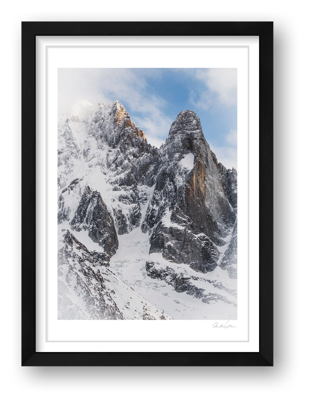 Ice and Fire - Les Drus, Mont Blanc Massif — framed