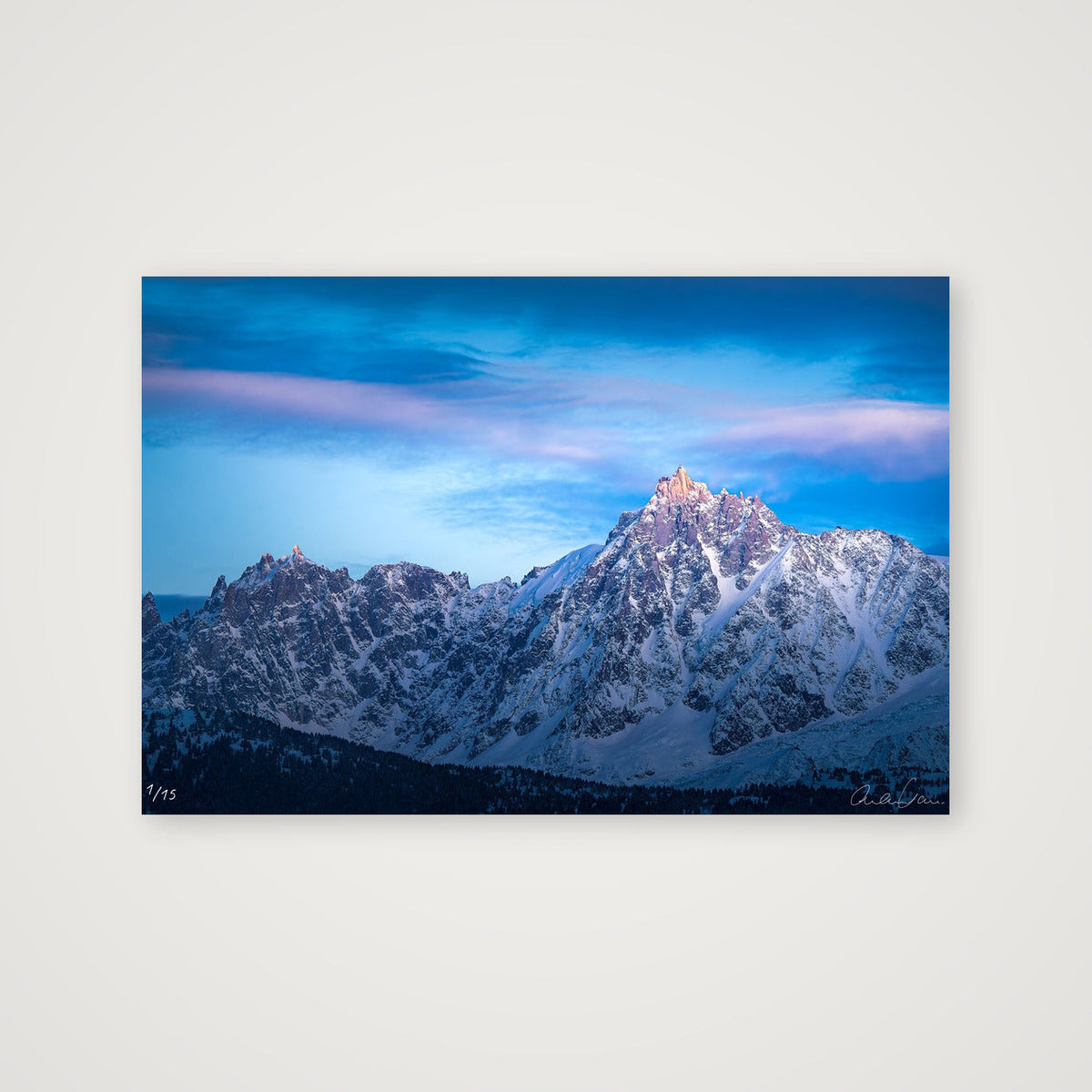 Sunset at the Auguille du Midi, Chamonix — 60×40cm Print only
