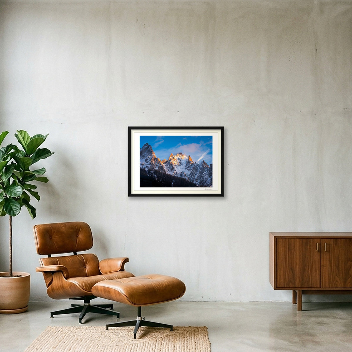 Chamonix Aiguilles at sunset — 59×42cm Black Frame
