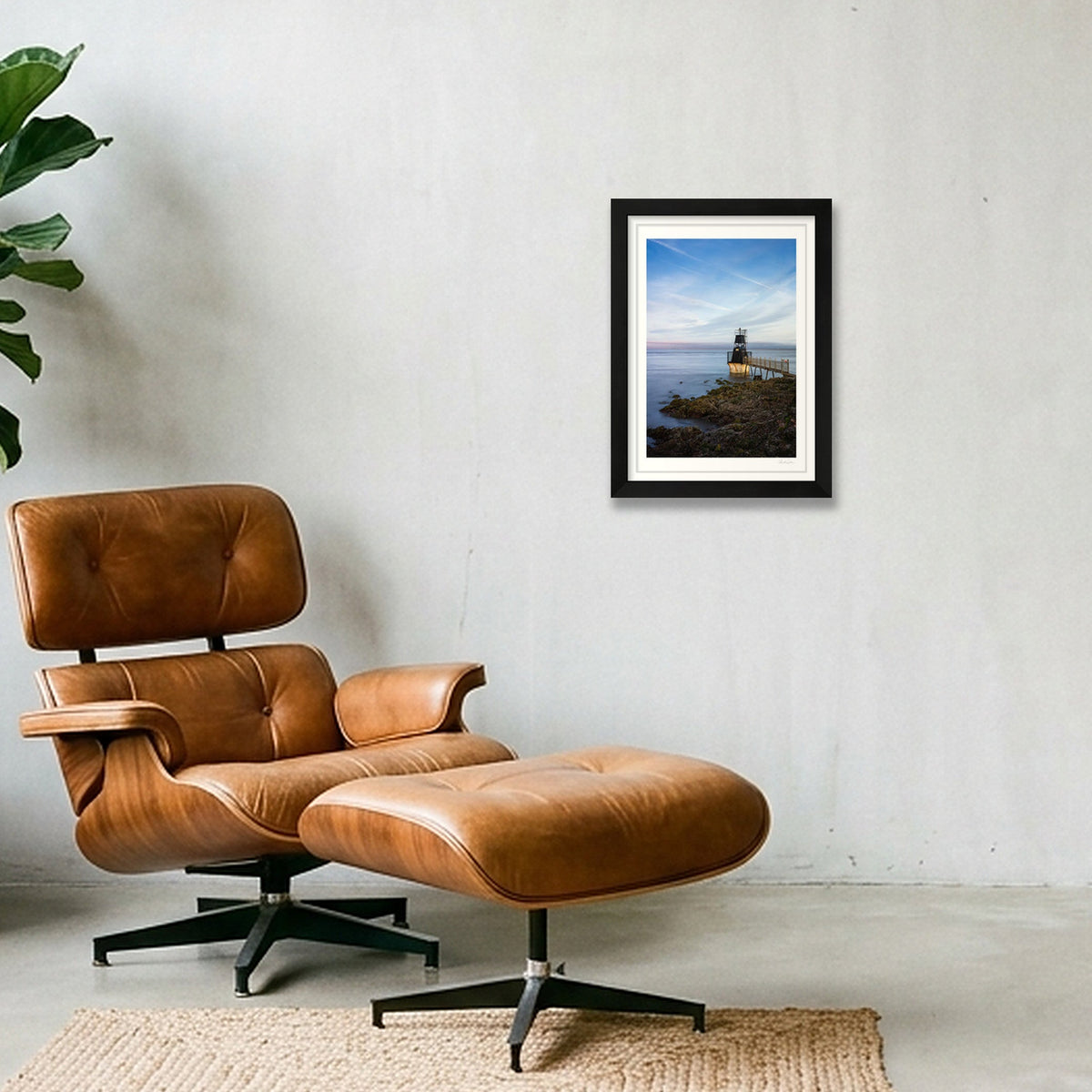 Portishead Lighthouse and the Severn Estuary — A4 (21×30cm) Black Frame