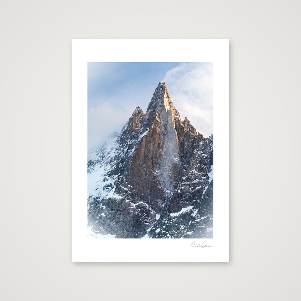 Sunlight Lights up the Dru, Mont Blanc Massif — A4 (21×30cm) Print only