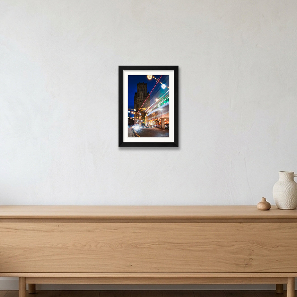 Christmas Lights on Park Street, Bristol — A4 (21×30cm) Black Frame