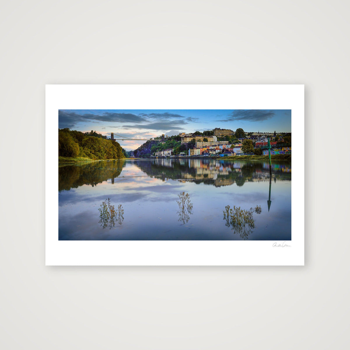 High Tide and Sunset Under Clifton Suspension Bridge — 100×70cm Print only
