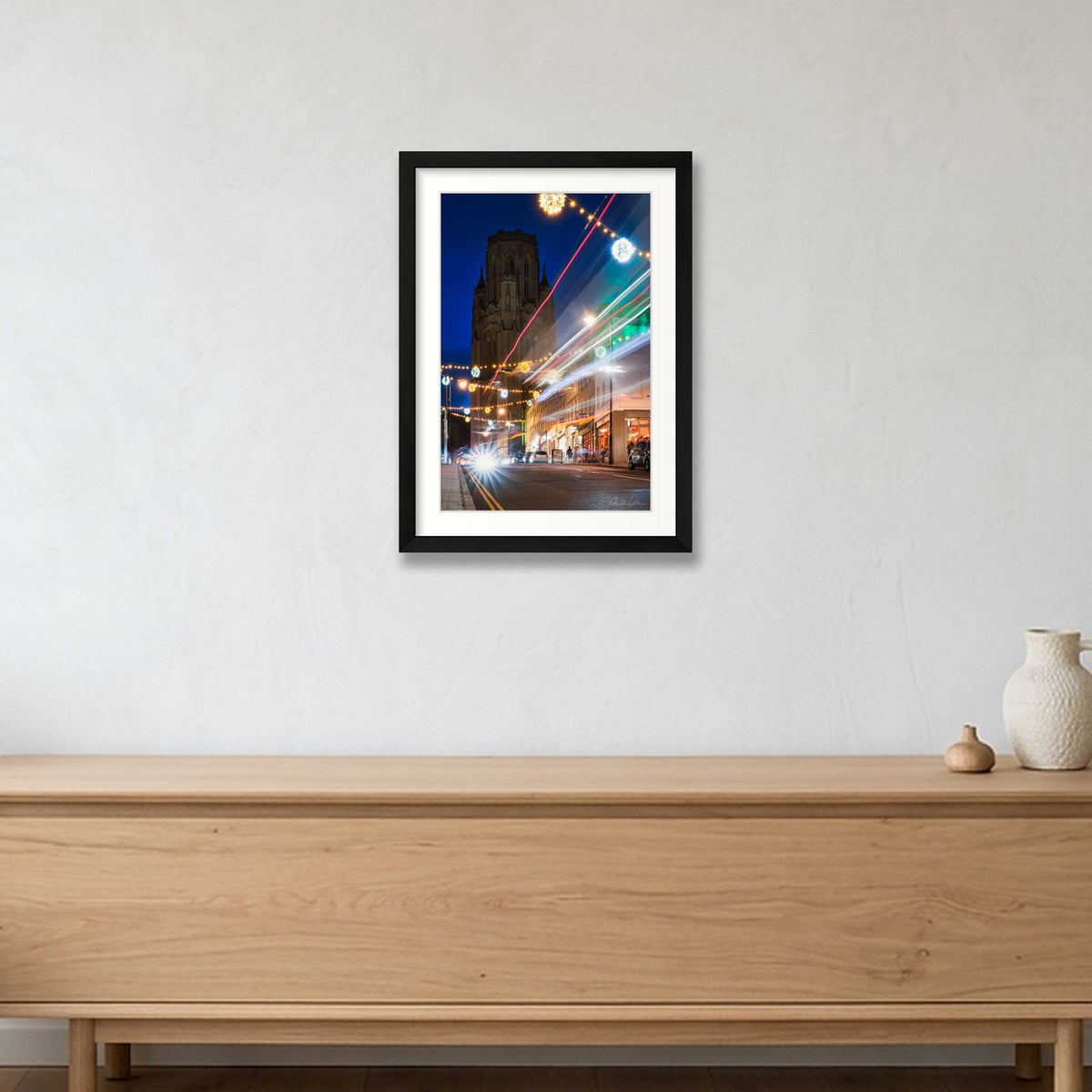 Christmas Lights on Park Street, Bristol — A3 (30×42cm) Black Frame