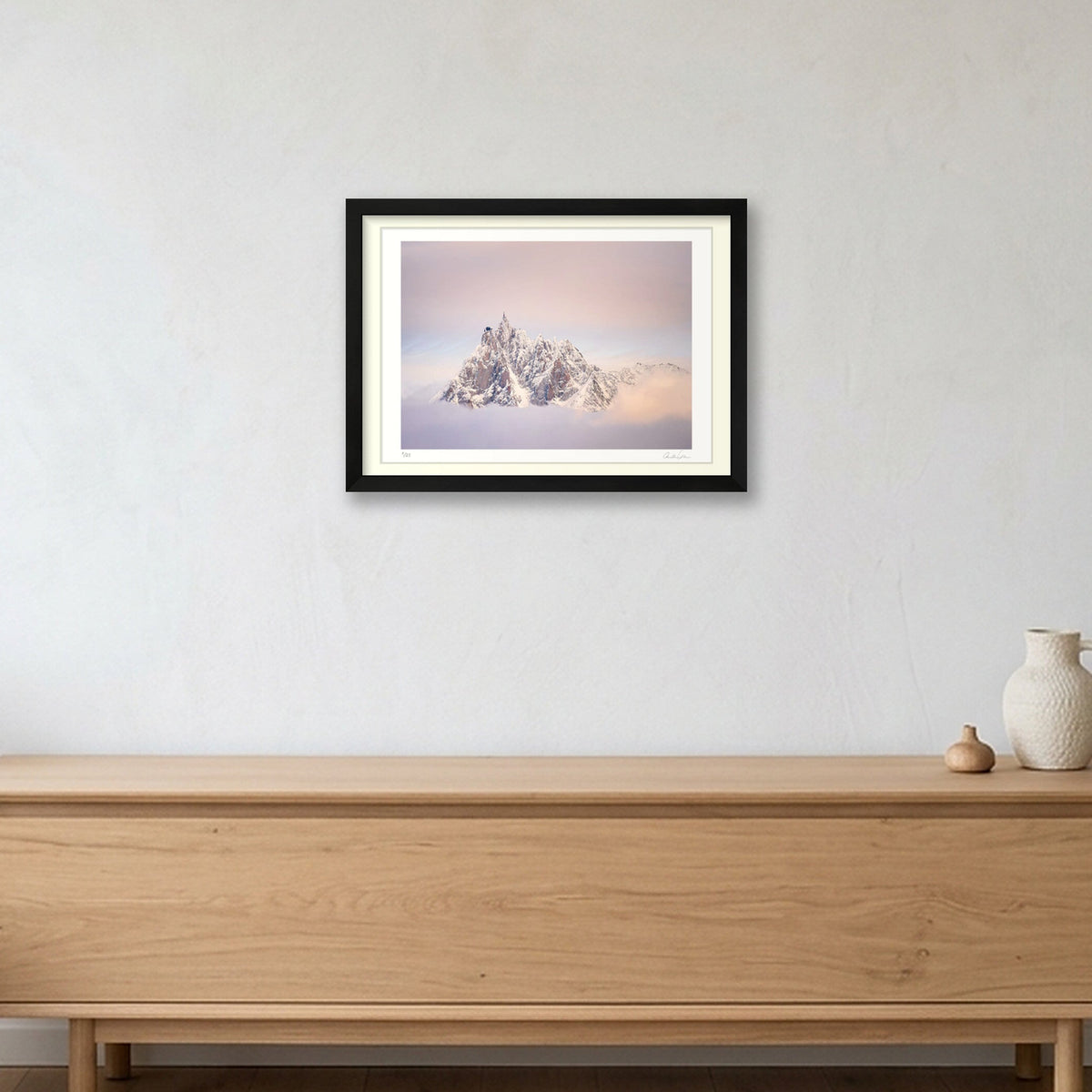 Sunset Hues on the Aiguille du Midi, Chamonix Mont Blanc — A3 (42×30cm) Black Frame