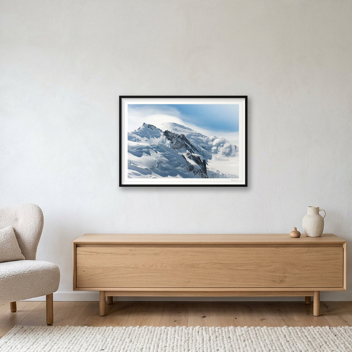 Windswept Summit, Mont Blanc — 100×70cm Black Frame