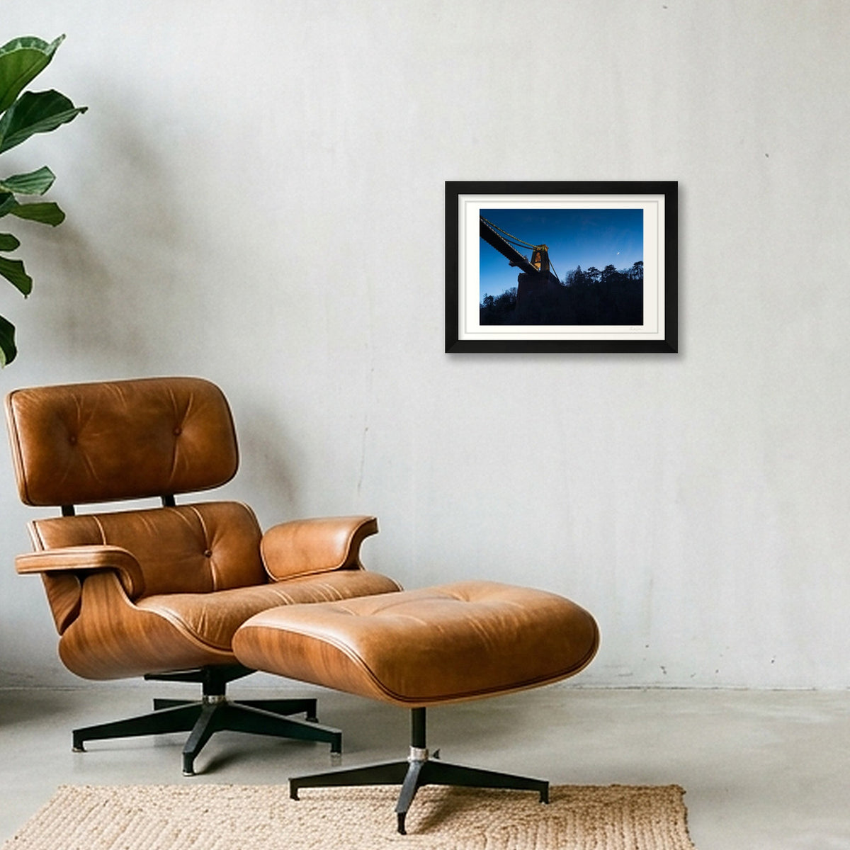 The moon above Clifton Suspension Bridge — A4 (30×21cm) Black Frame