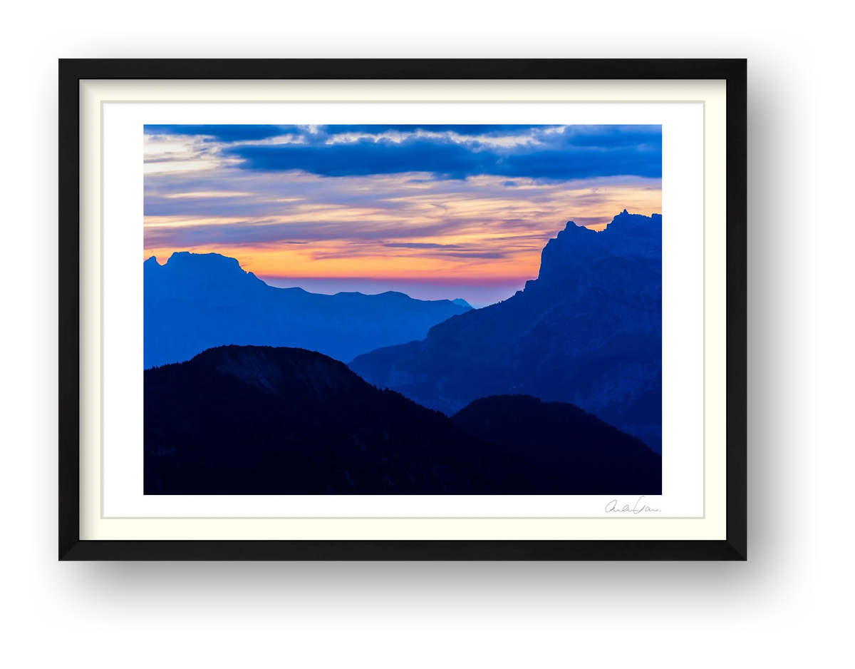 Geneva view, Chamon ix Mont Blanc — framed