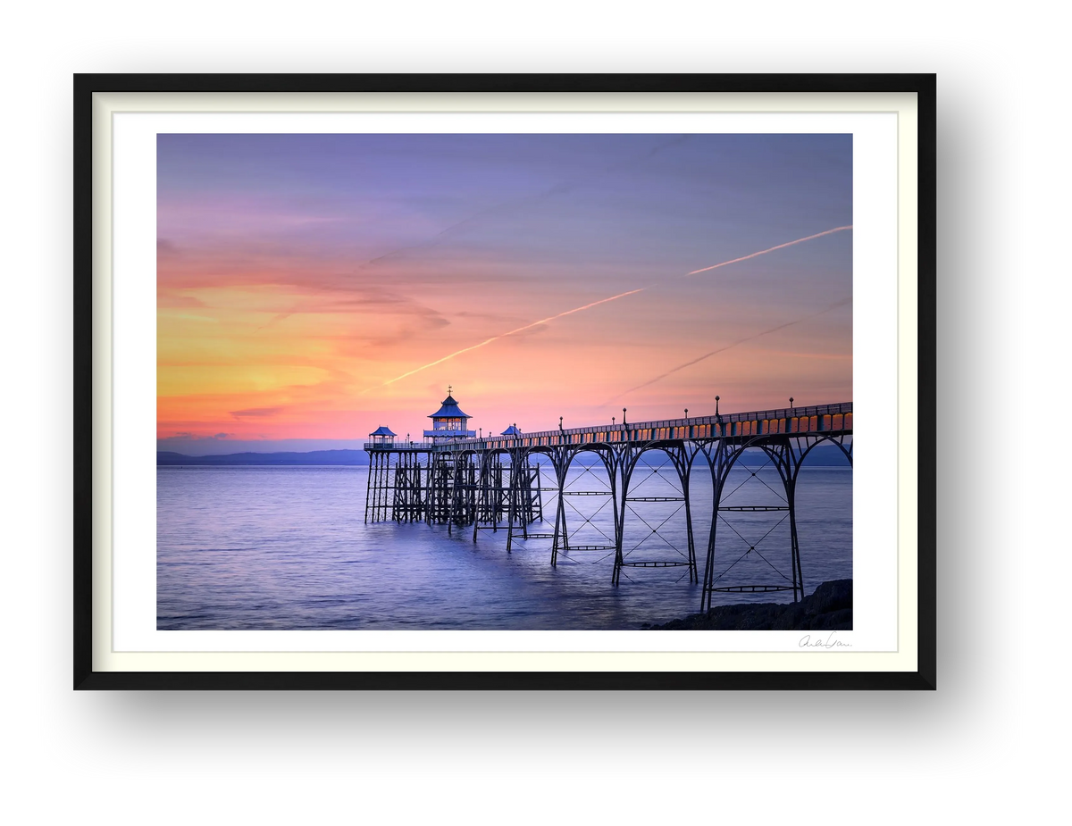 Clevedon Pier Sunset — framed