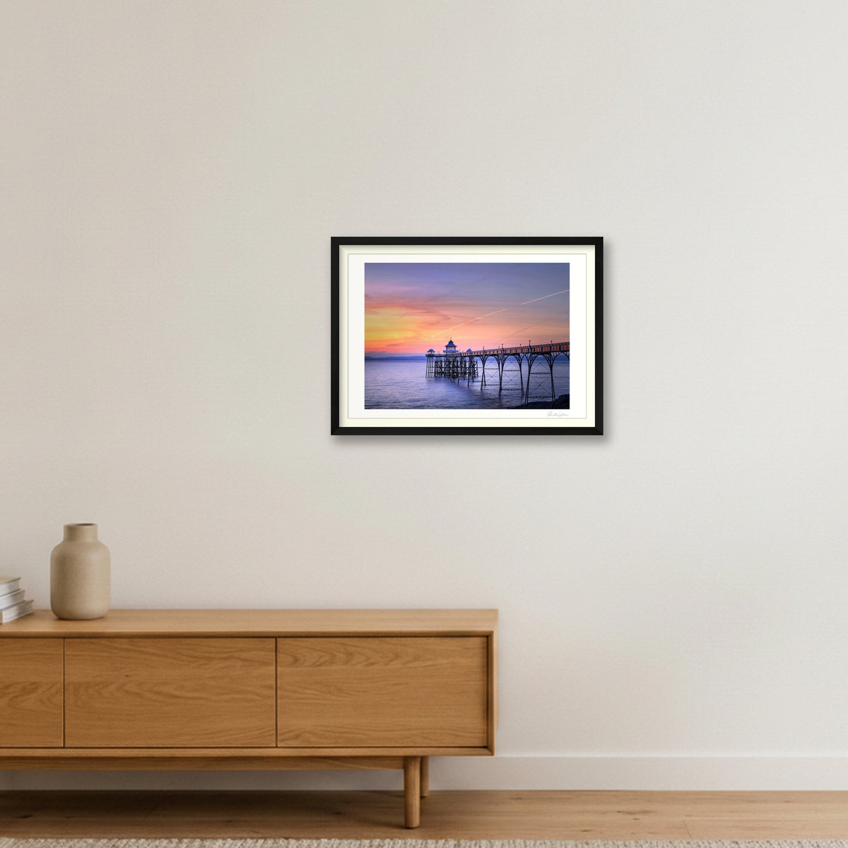 Clevedon Pier Sunset — 59×42cm Black Frame