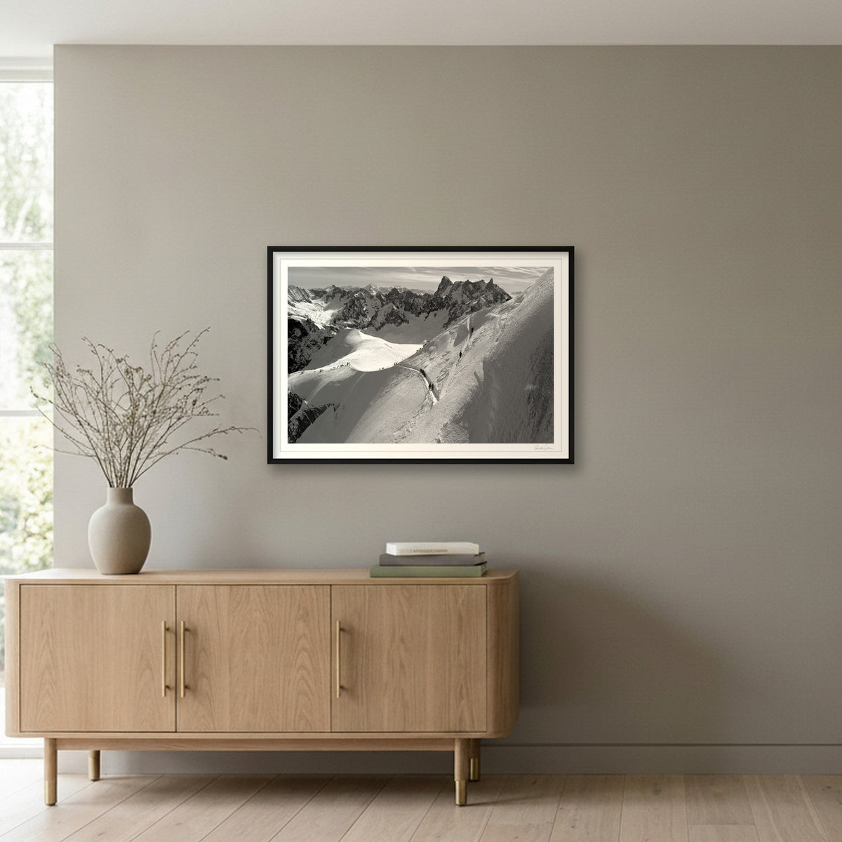 The Aiguille du Midi Arête, Chamonix: Vertiginous — 100×70cm Black Frame