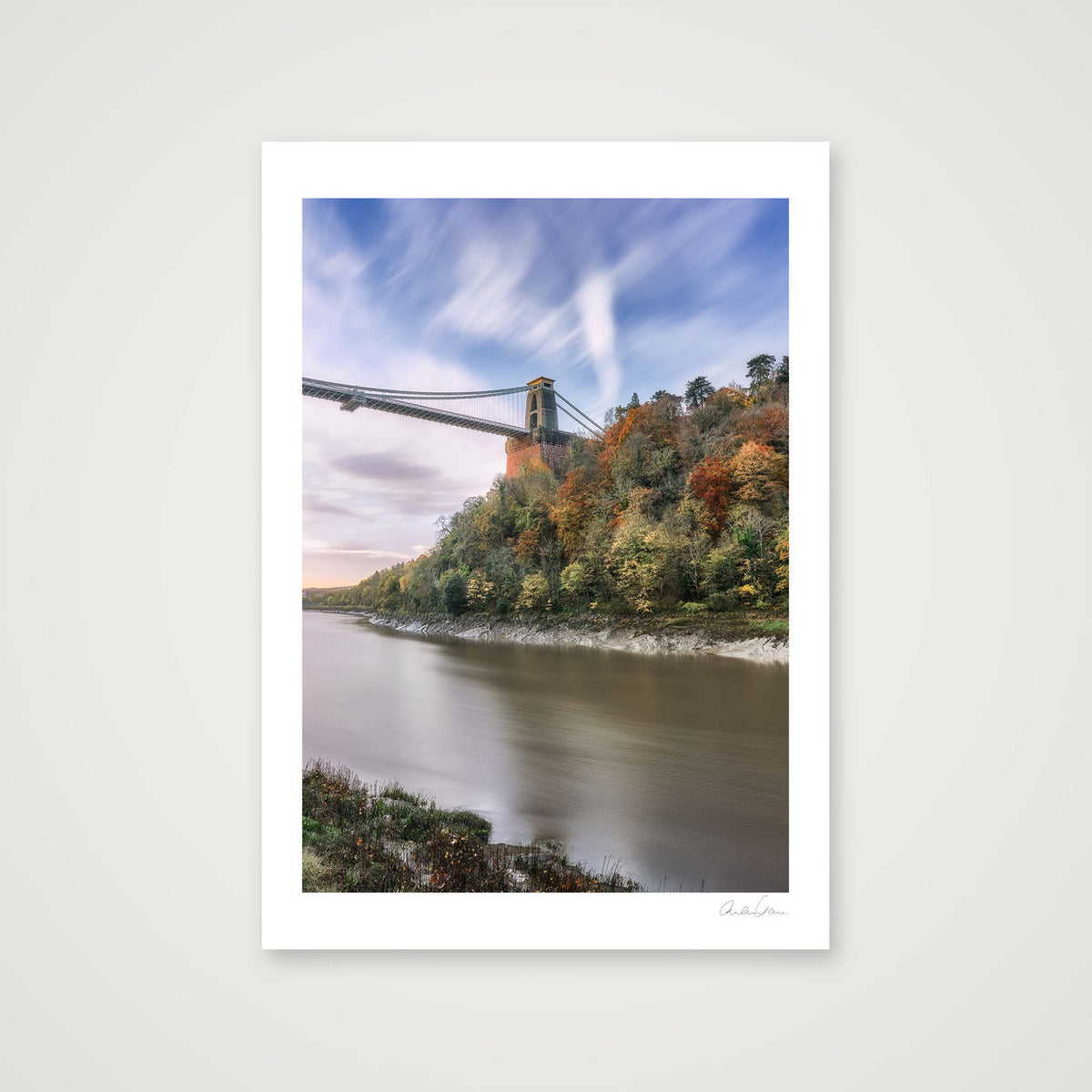 Colourful trees under Clifton Suspension Bridge, Bristol — 59×84cm Print only