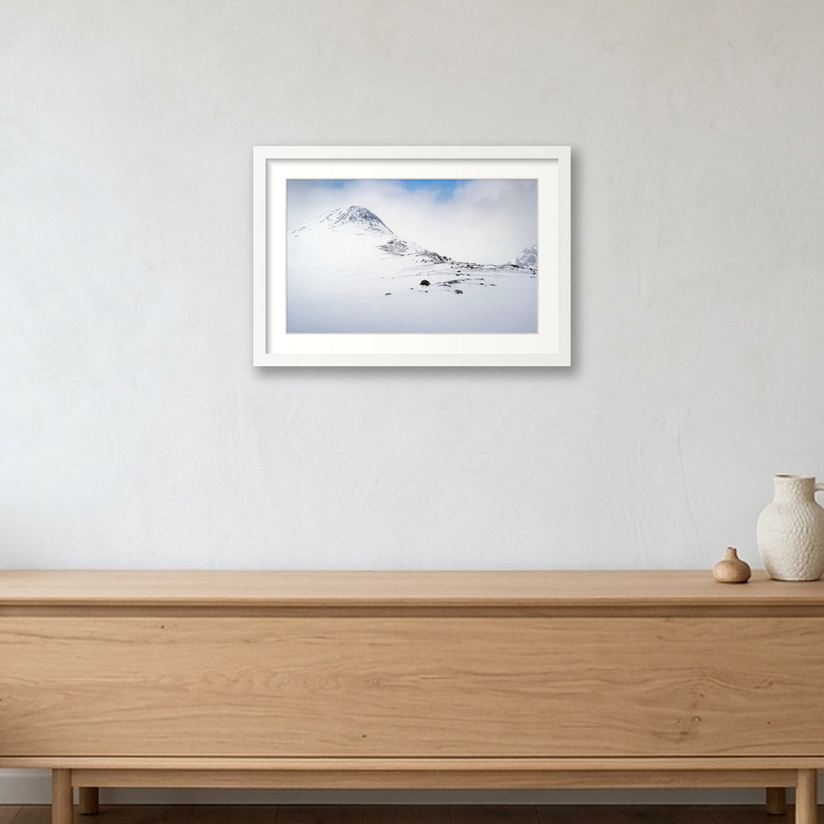 Unknown peak, Kvaløya Norway; Breadcrumbs — 45×30cm White Frame