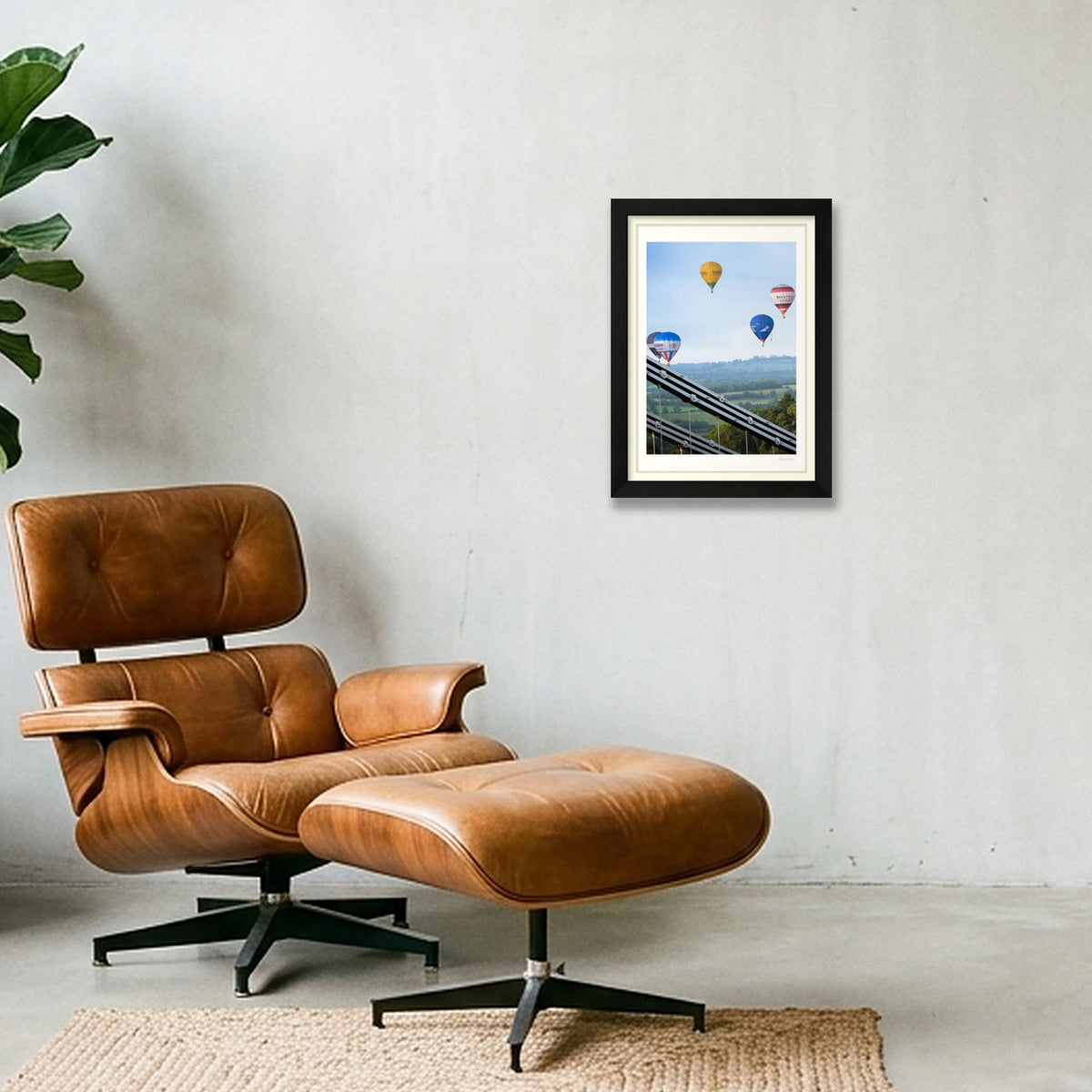 Bristol ballon fiesta above Clifton Suspension Bridge — A4 (21×30cm) Black Frame