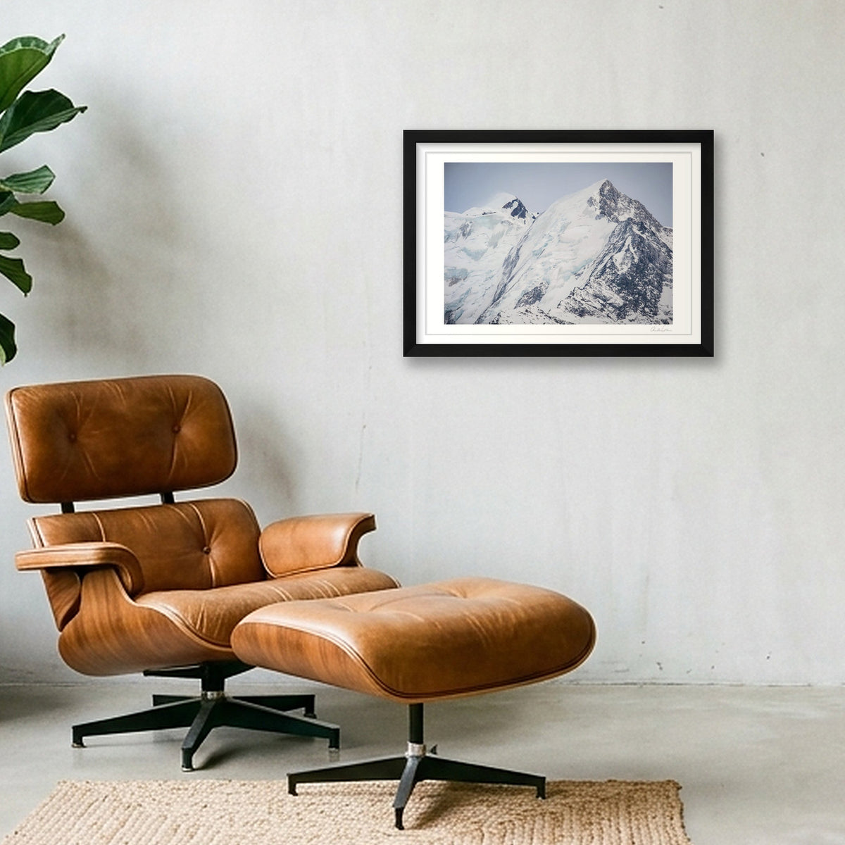 Mont Blanc and the Aiguille du Bionnassay — A3 (42×30cm) Black Frame