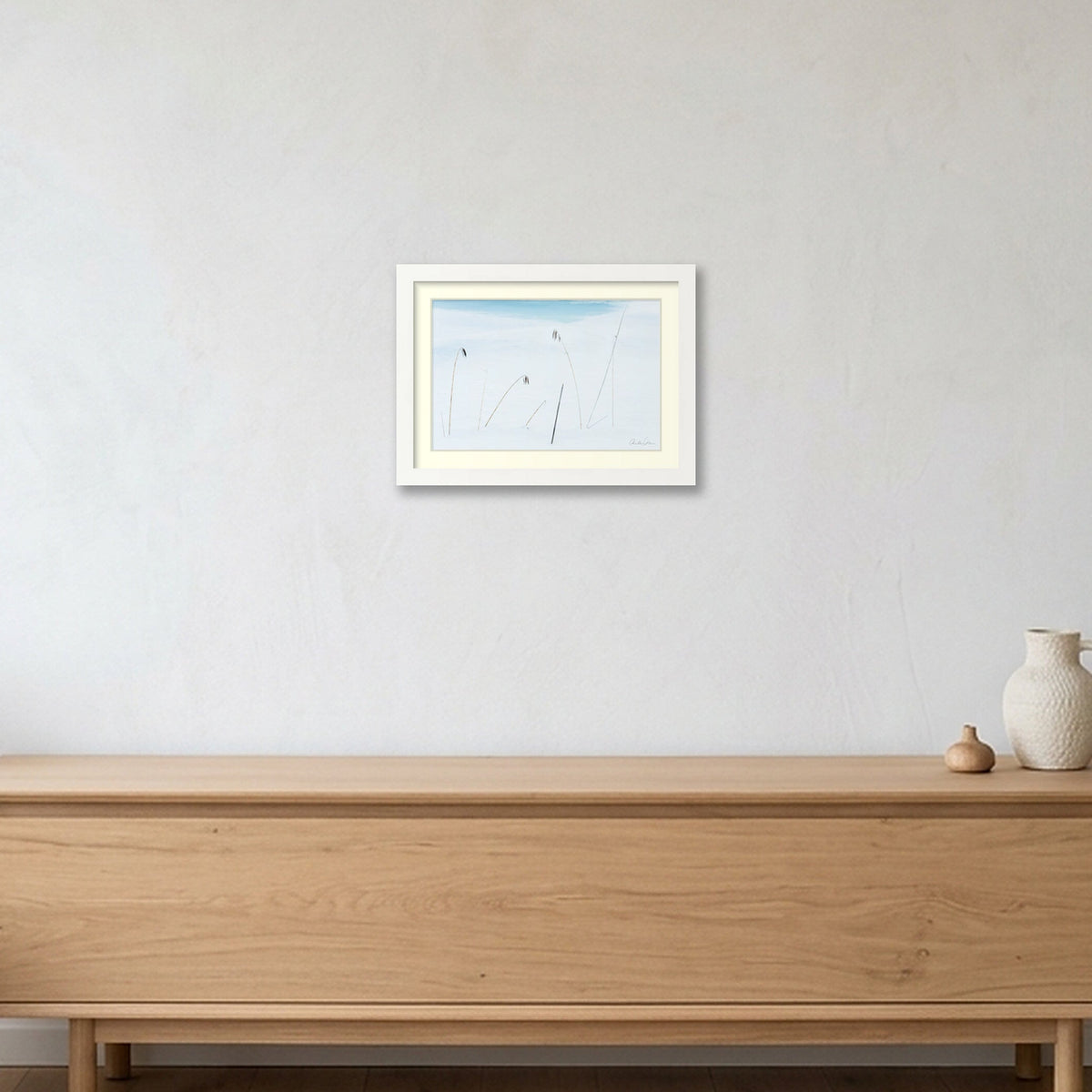 Reeds weather the winter freeze — A4 (30×21cm) White Frame