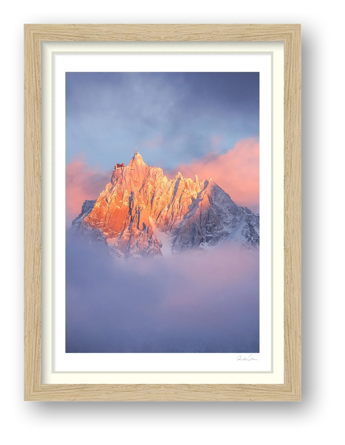 Sunset on the Aiguille du Midi, Chamonix — framed