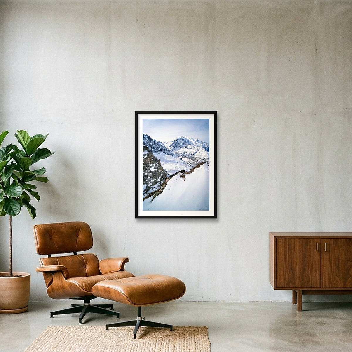 Mont Blanc from Le Tour, Chamonix — 60×80cm Black Frame