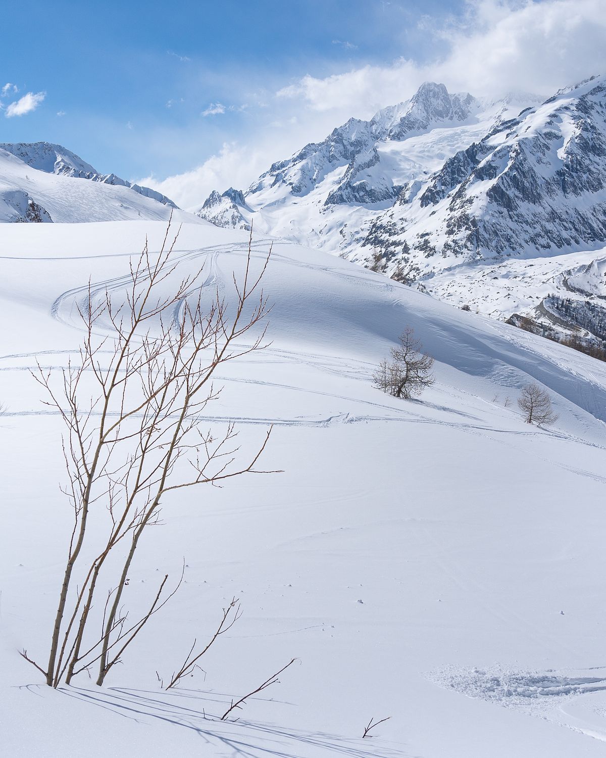 Pristine snow on the mountains, Courmayeur